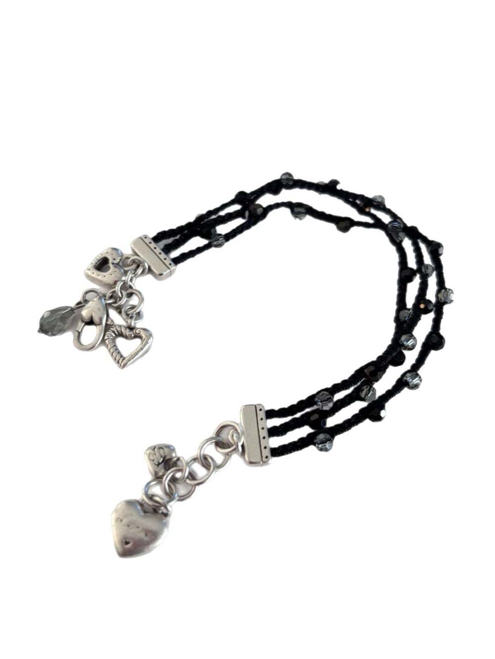 Brighton "Karma Heart" Bracelet Brown Corded Crystal Teardrop Heart